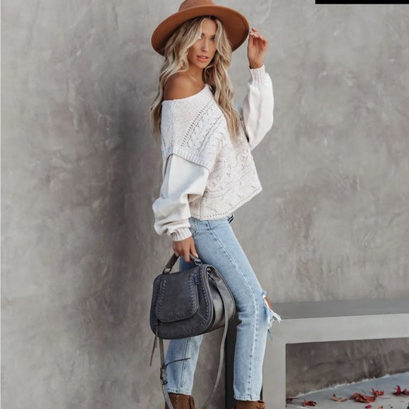 VICI Womens NWOT Chandy Cotton Blend Cable Knit Sweater MEDIUM Relaxed F… - Picture 2 of 13